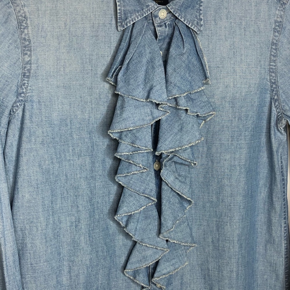 Rugby Ralph Lauren Washed Denim Ruffled Dress - Picture 8 of 9